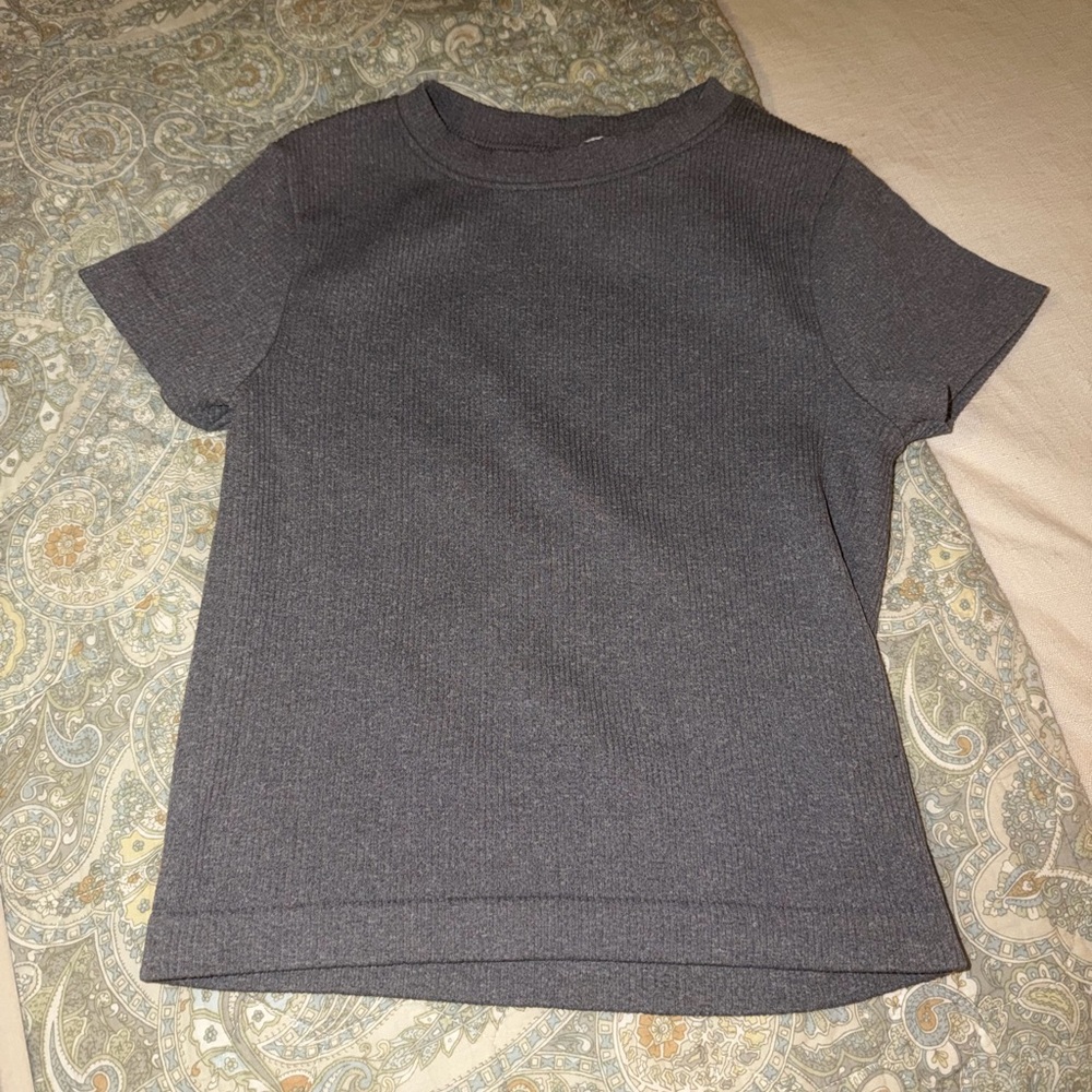 Old Navy Charcoal Short-Sleeve Ribbed Knit Top